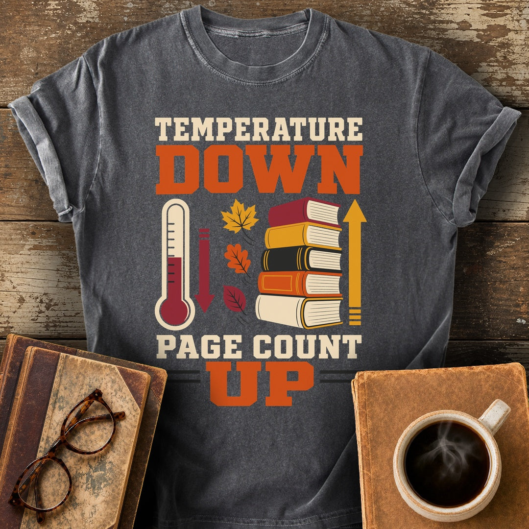 Temperature Down, Page Count Up Tee - pepper shirt mockup